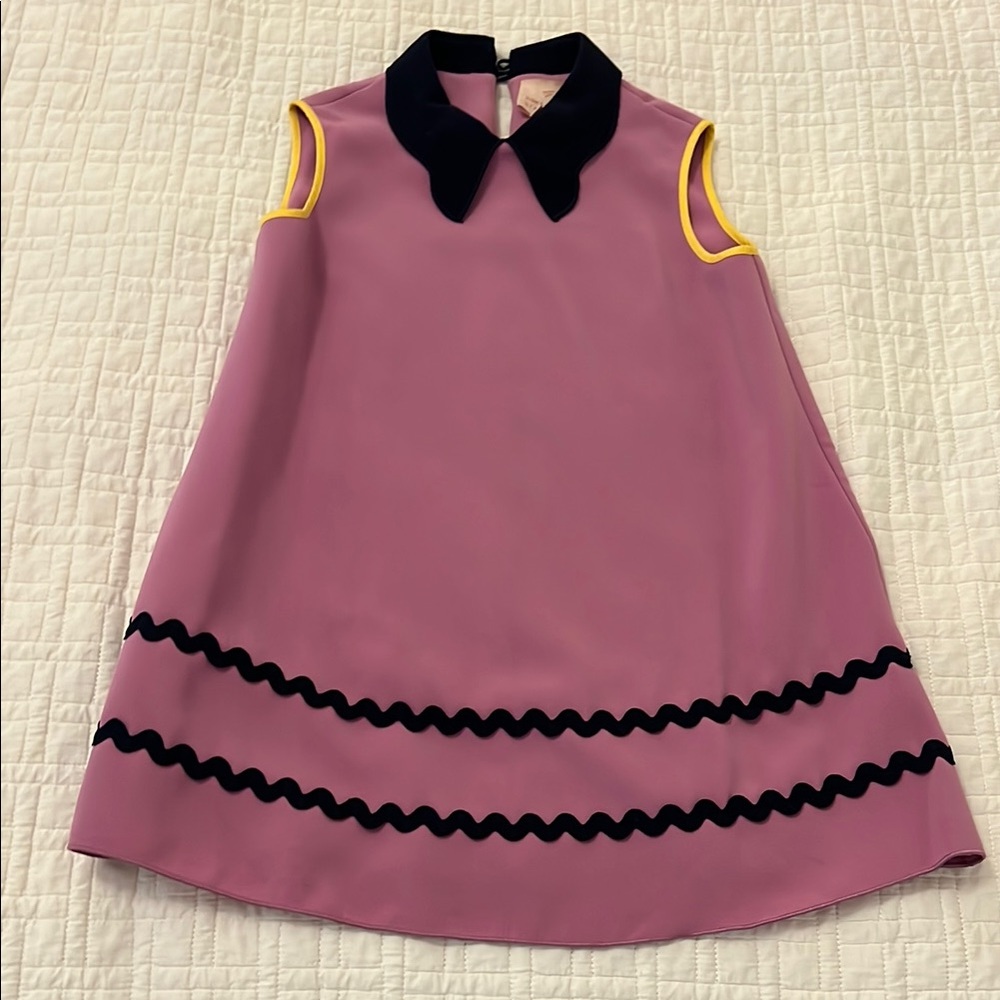 Purple Sleeveless Dress with Black Collar